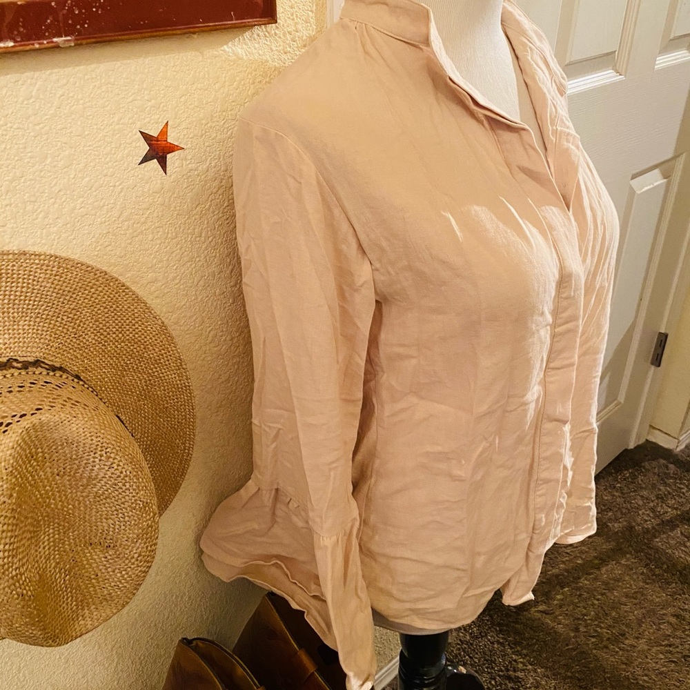 Long bell sleeve button up